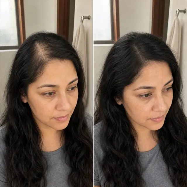 Scalp of Ximena before starting the routine and after 6 months