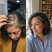 Scalp of Valeria Quiroga before starting the routine and after 6 months