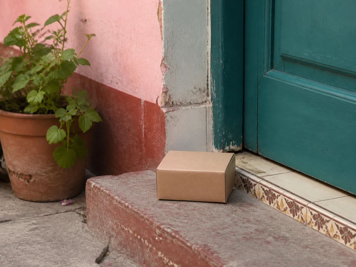 A TricoViva package delivered at the door